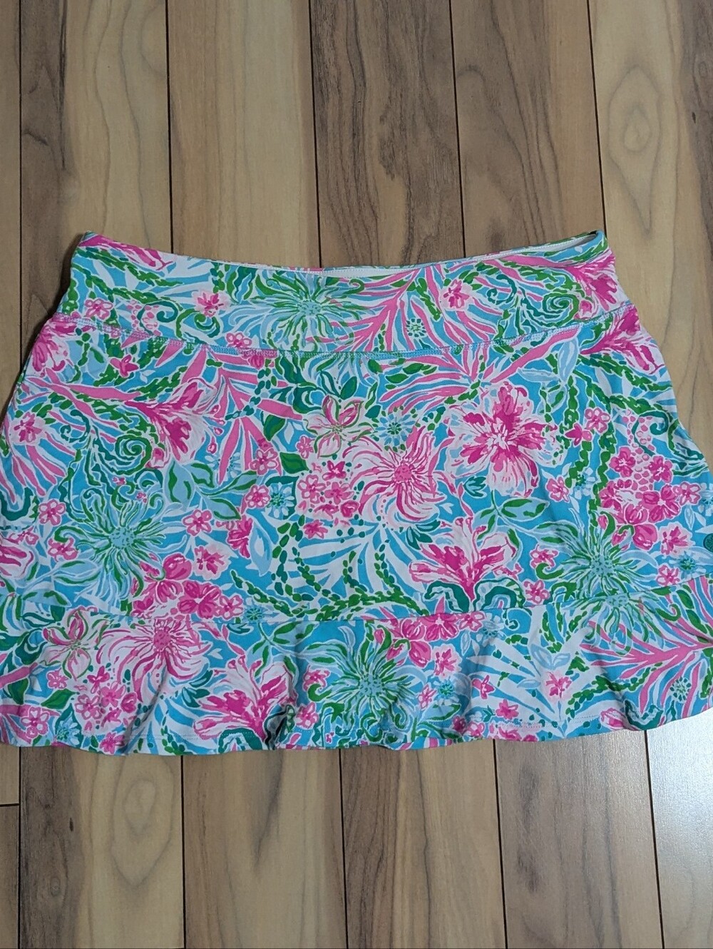 EUC! Lilly Pulitzer Luxletic Zadora High Rise Skort Amalfi Blue Leaf It Wild XL